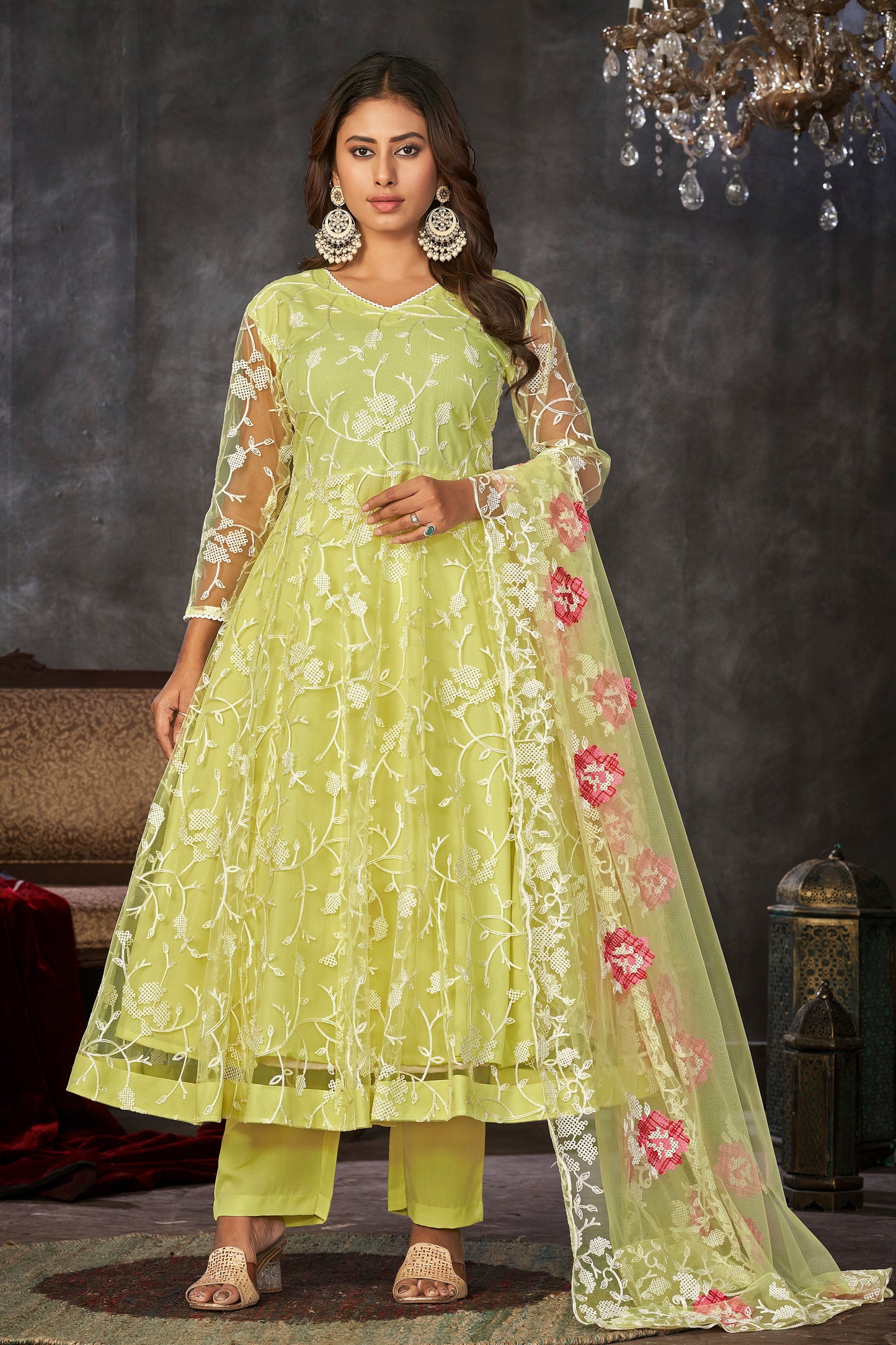 Light Yellow Designer Anarkali Suits