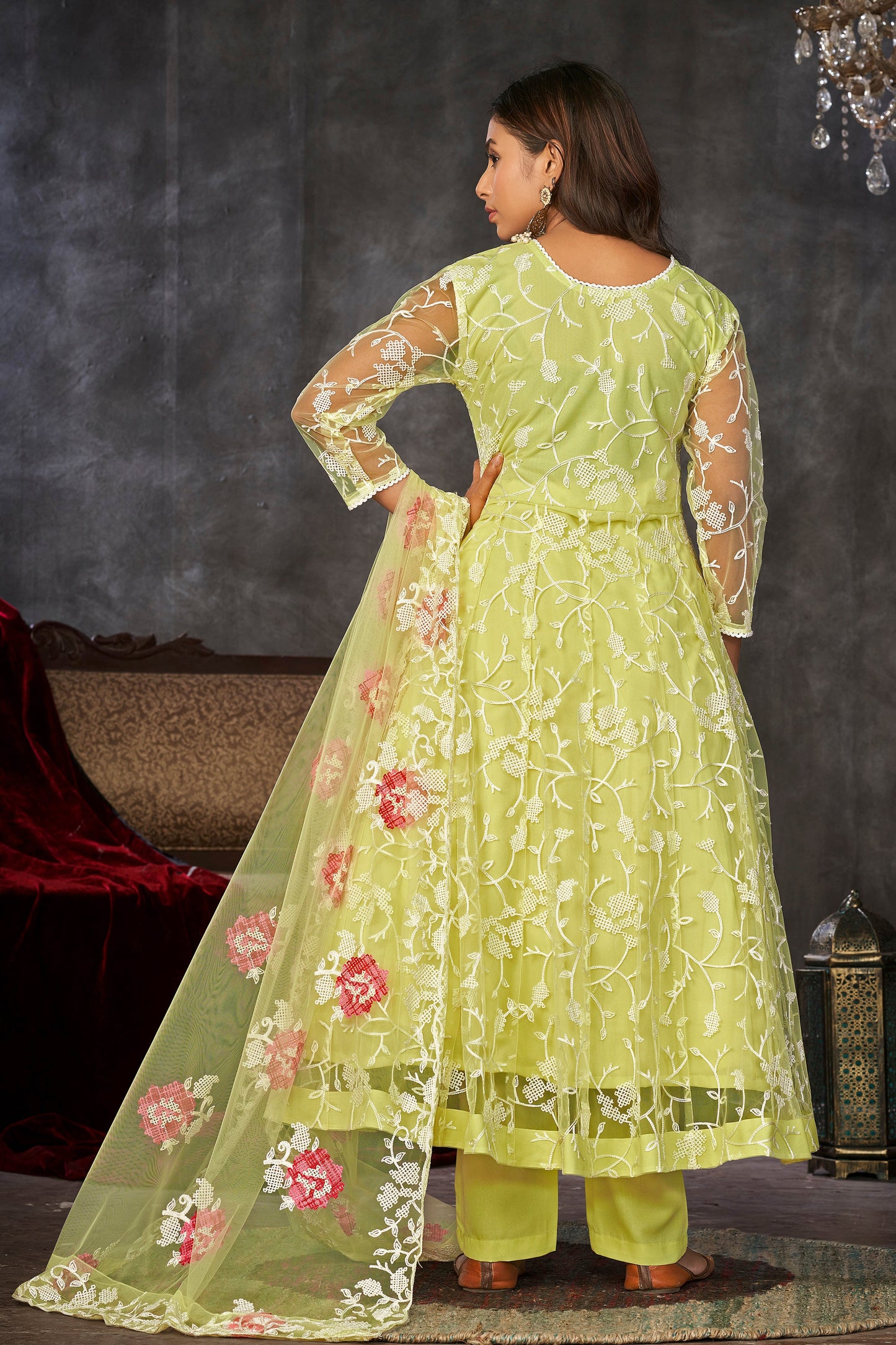 Light Yellow Designer Anarkali Suits