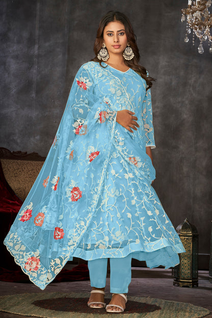 Sky Blue Designer Anarkali Suits