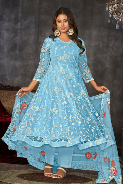 Sky Blue Designer Anarkali Suits