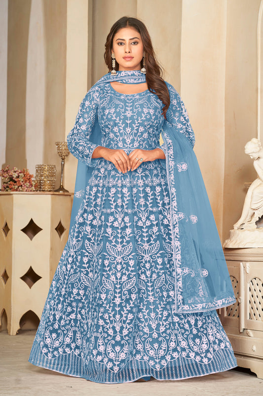 Sky Blue Designer Anarkali Suits