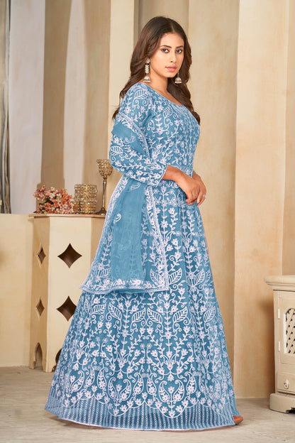 Sky Blue Designer Anarkali Suits