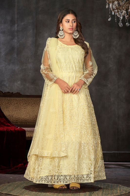 Light Yellow Designer Anarkali Suits