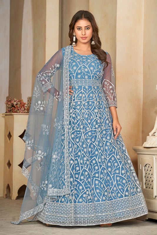 Sky Blue Designer Anarkali Suits