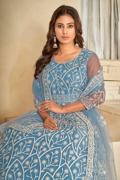 Sky Blue Designer Anarkali Suits