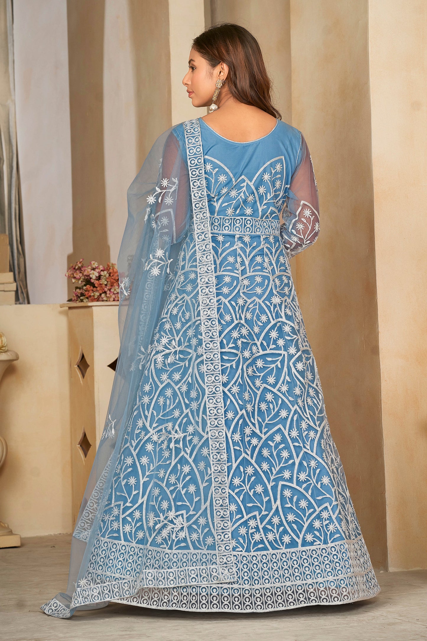 Sky Blue Designer Anarkali Suits