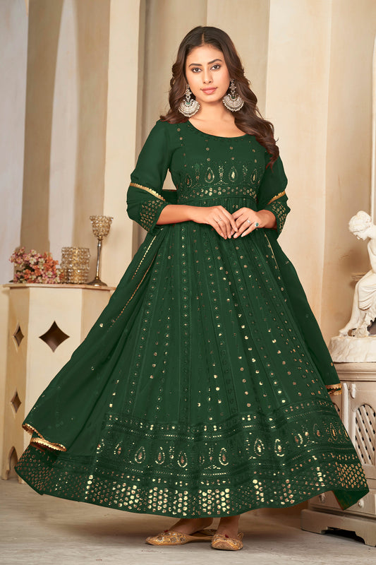 Green Georgette Designer Wedding Salwar Suit