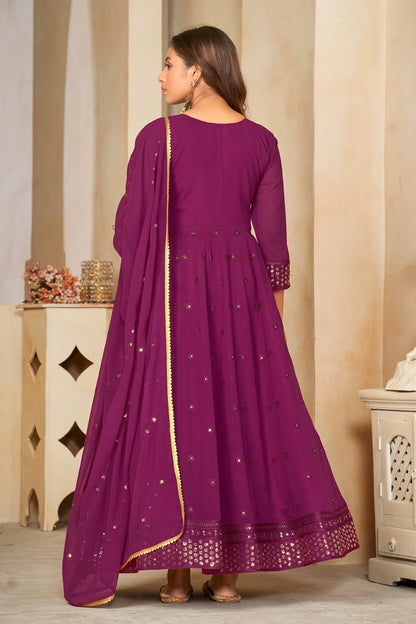 Purple Georgette Designer Wedding Salwar Suit