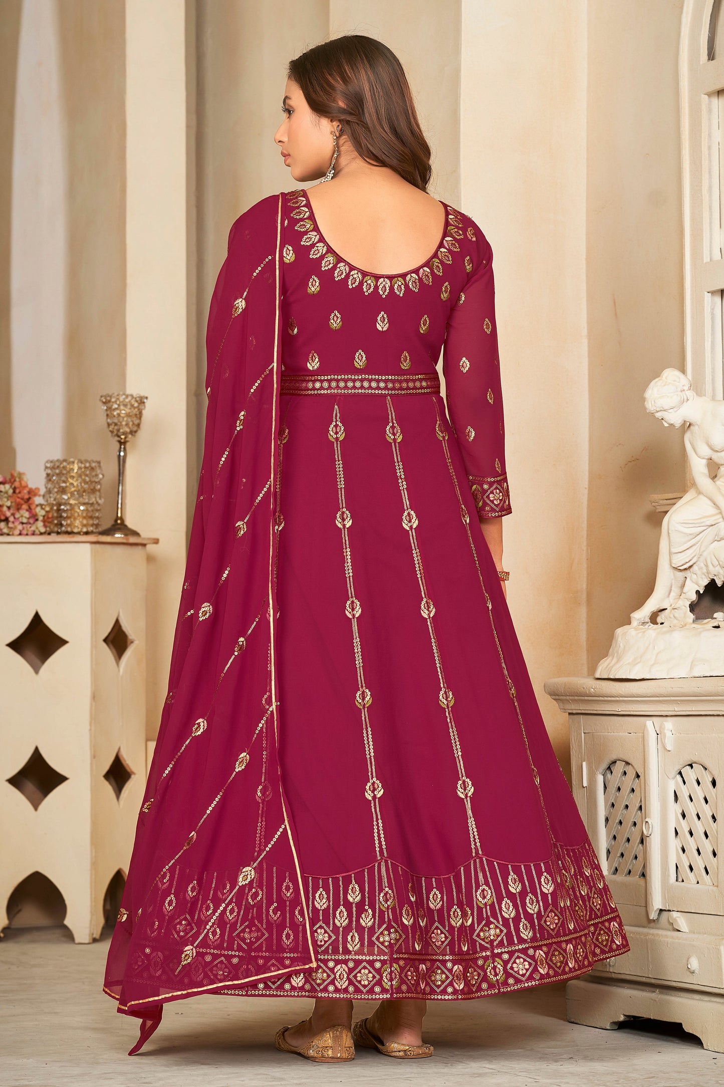 Pink Georgette Designer Wedding Salwar Suit