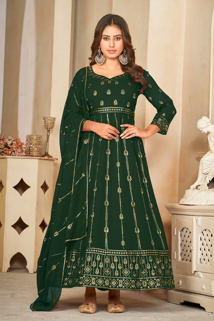 Green Georgette Designer Wedding Salwar Suit