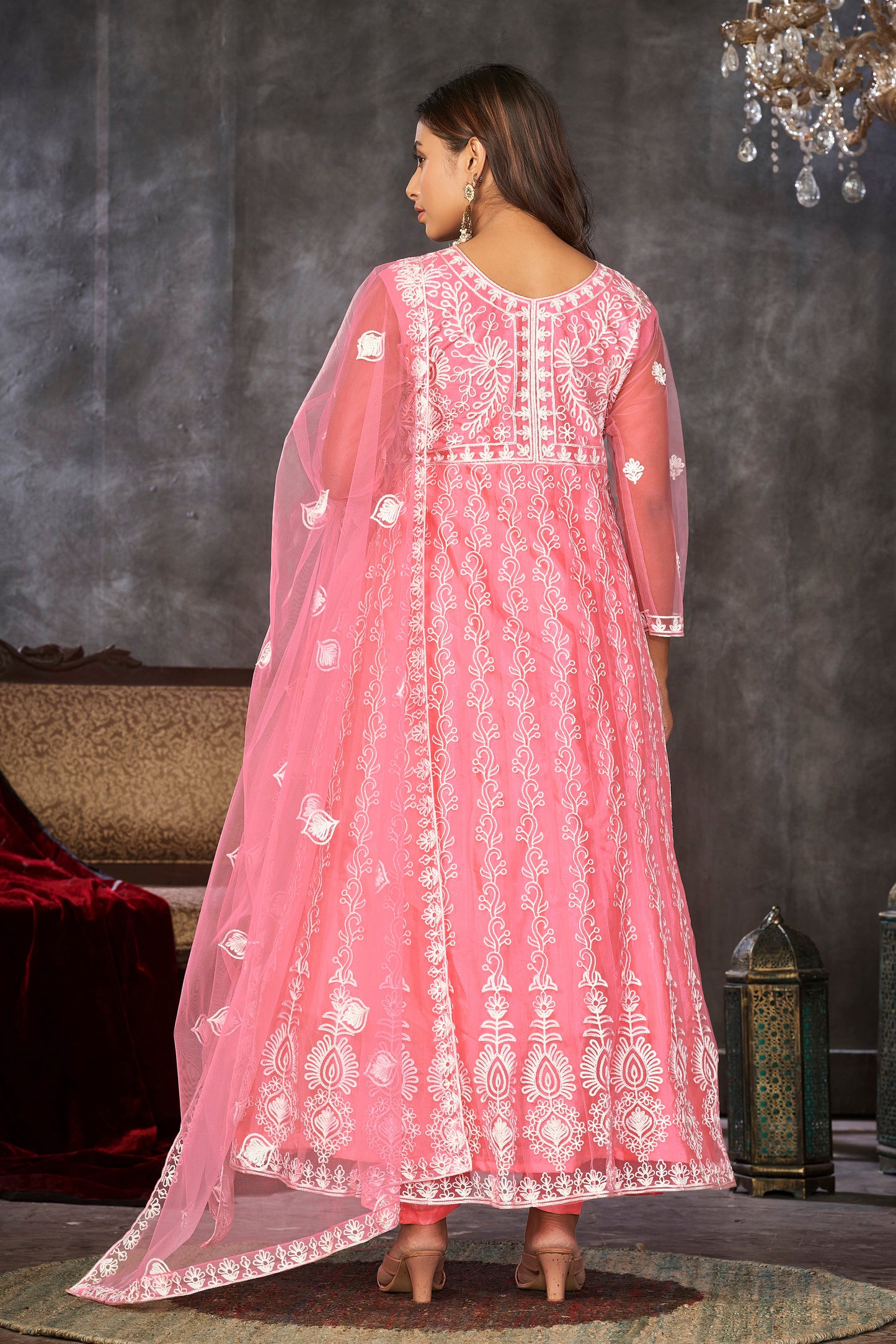 Peach Traditional Anarkali Suits