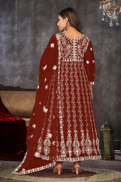 Maroon Traditional Anarkali Suits