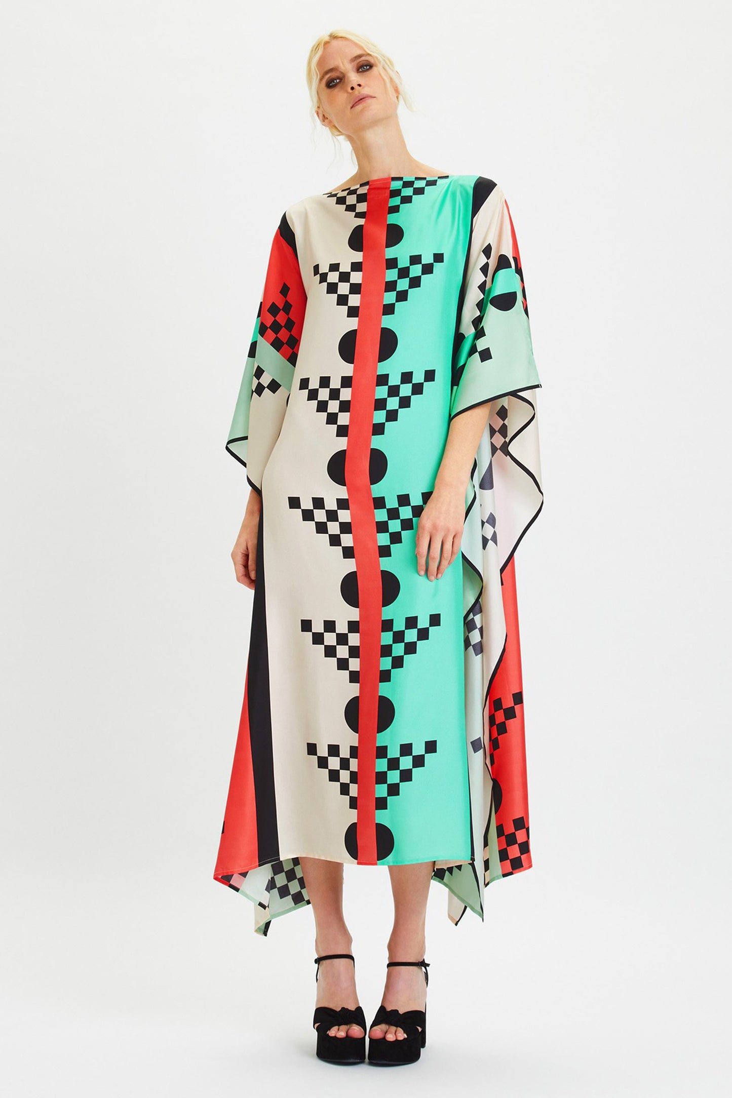 Woman Printed Soft Satin Silk Kaftan