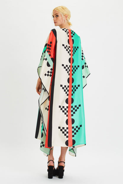 Woman Printed Soft Satin Silk Kaftan