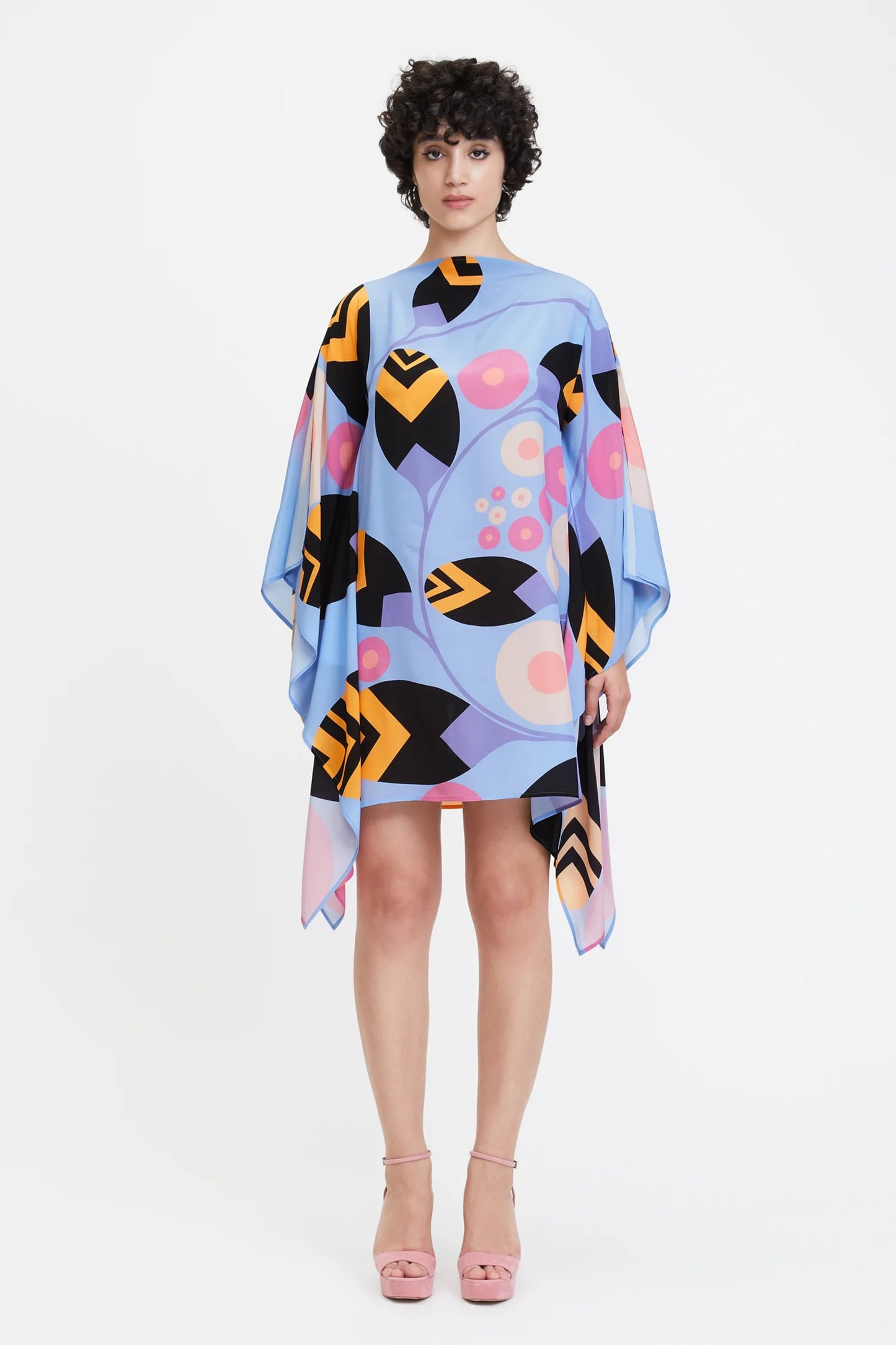 Soft Silk Crepe Printed Short Kaftan