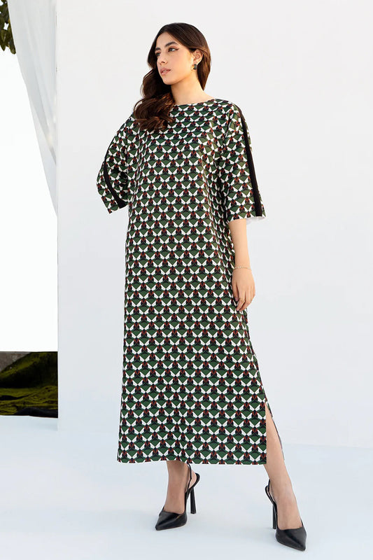 Green Color Printed Maxi Kaftan