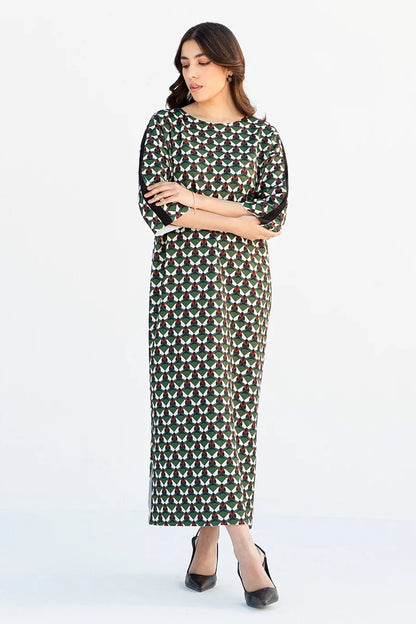 Green Color Printed Maxi Kaftan