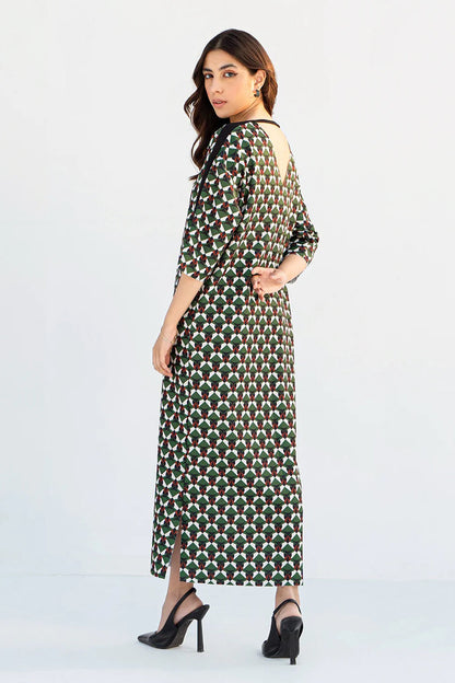 Green Color Printed Maxi Kaftan