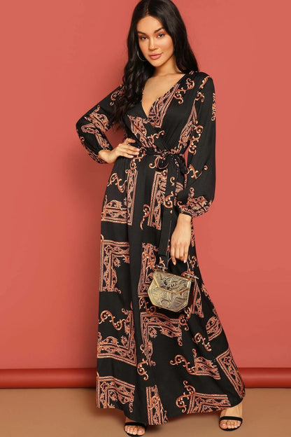 Red Printed Silk Kaftan