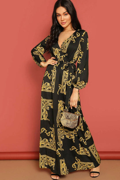 Red Printed Silk Kaftan