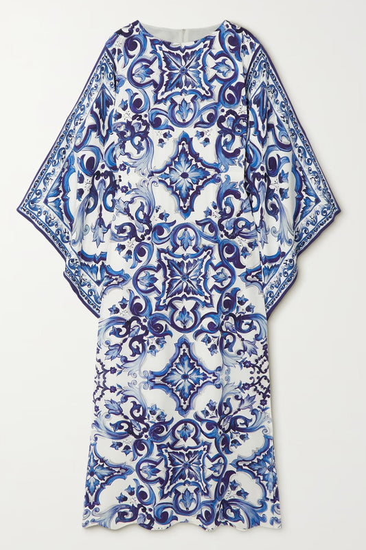 Blue Latest Printed Maxi Kaftan