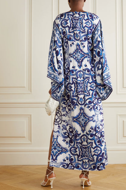 Blue Latest Printed Maxi Kaftan