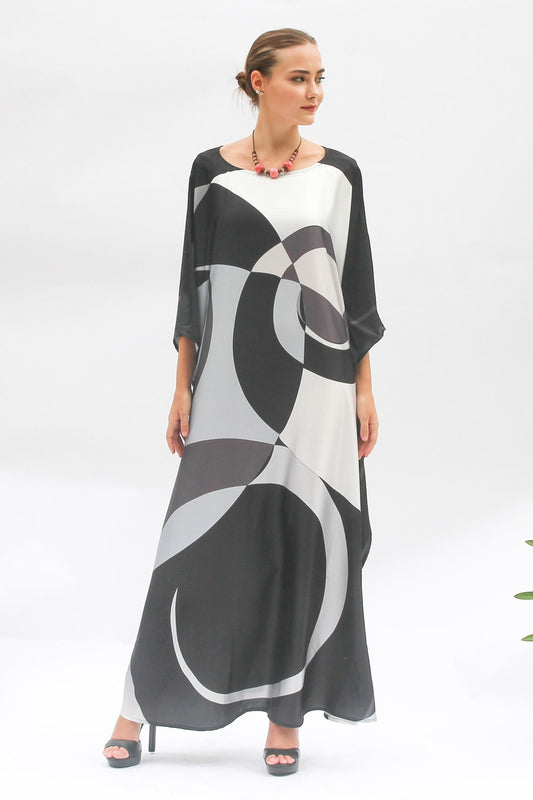 Black Color Print Kaftan