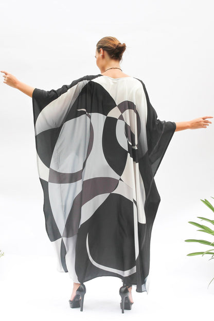 Black Color Print Kaftan