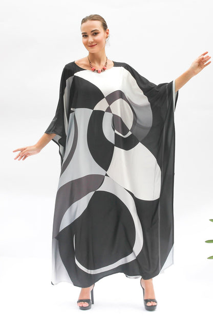 Black Color Print Kaftan