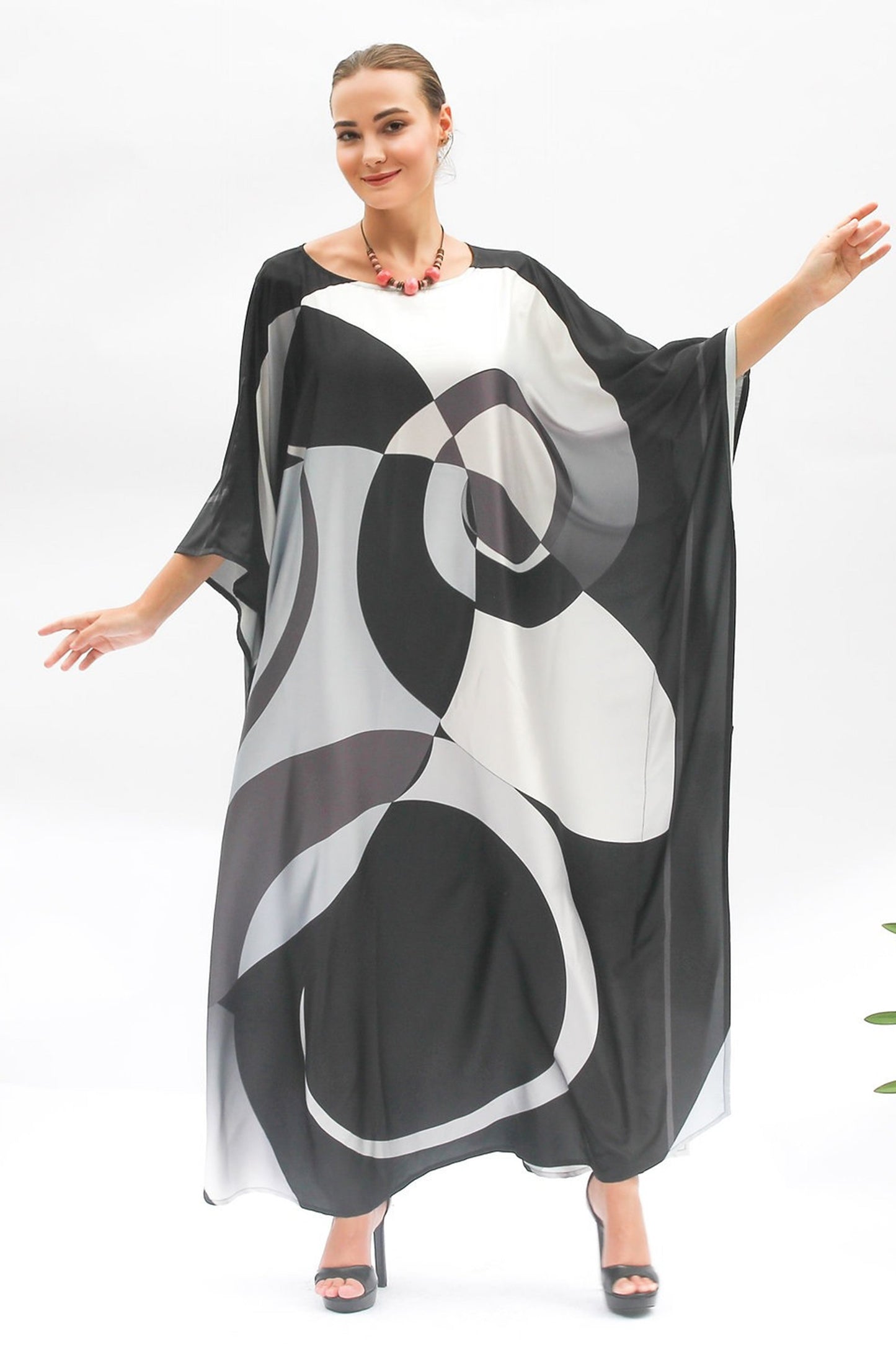 Black Color Print Kaftan