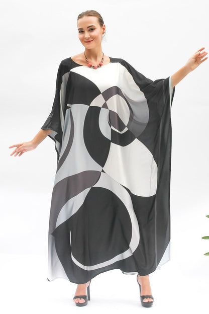 Black Color Print Kaftan