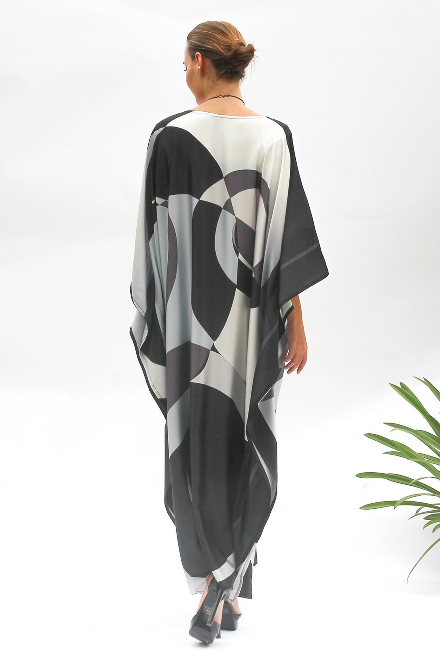 Black Color Print Kaftan