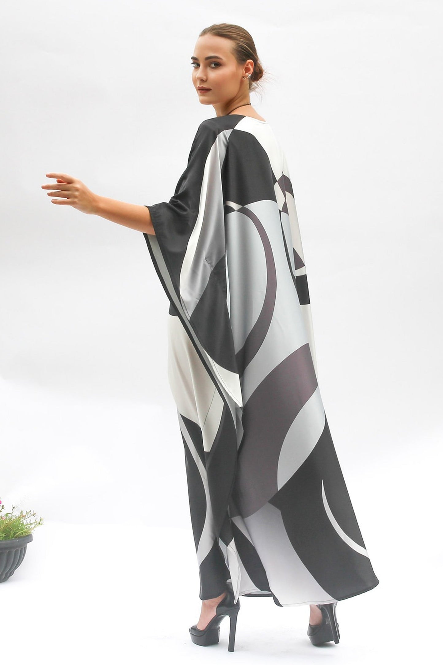 Black Color Print Kaftan