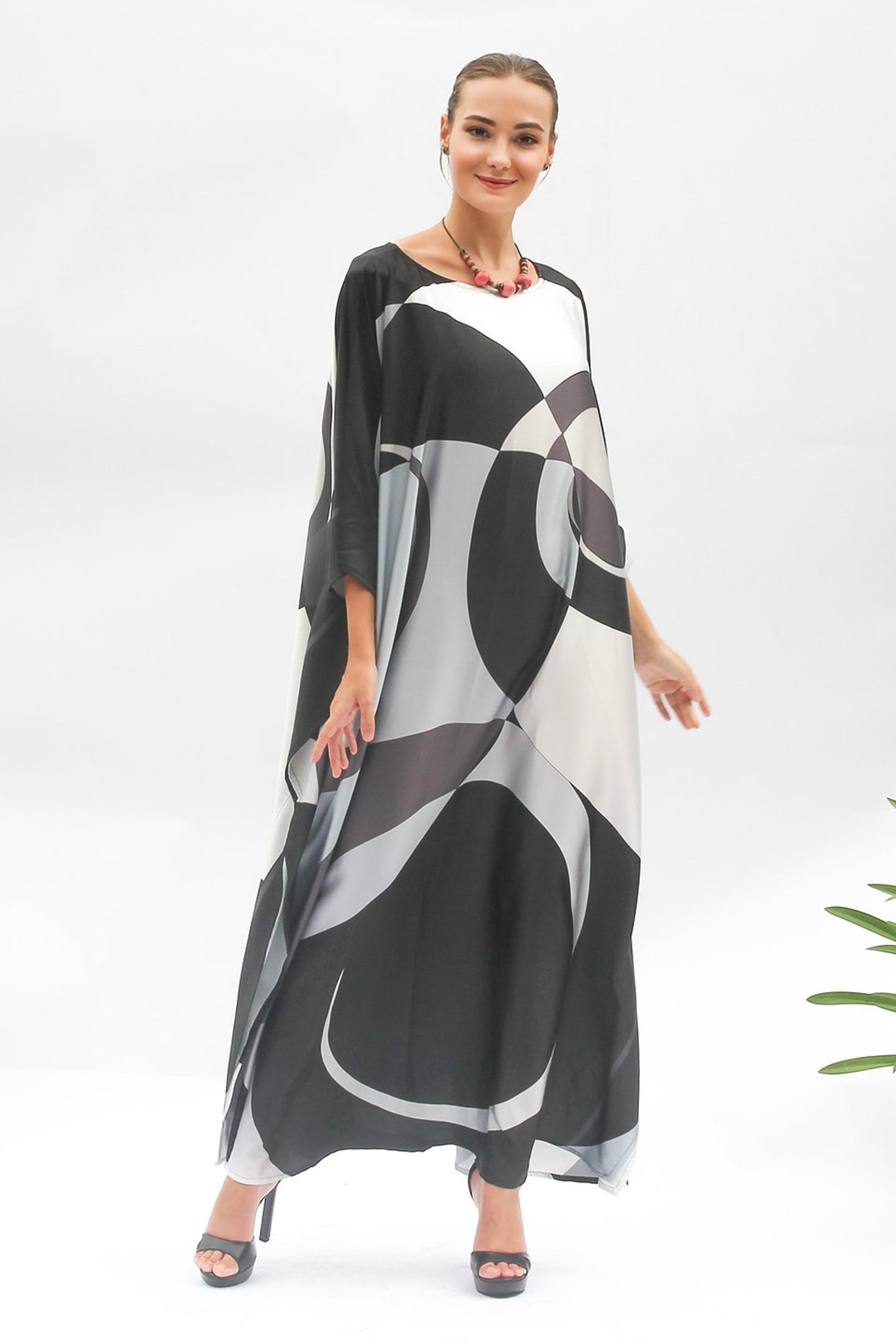 Black Color Print Kaftan