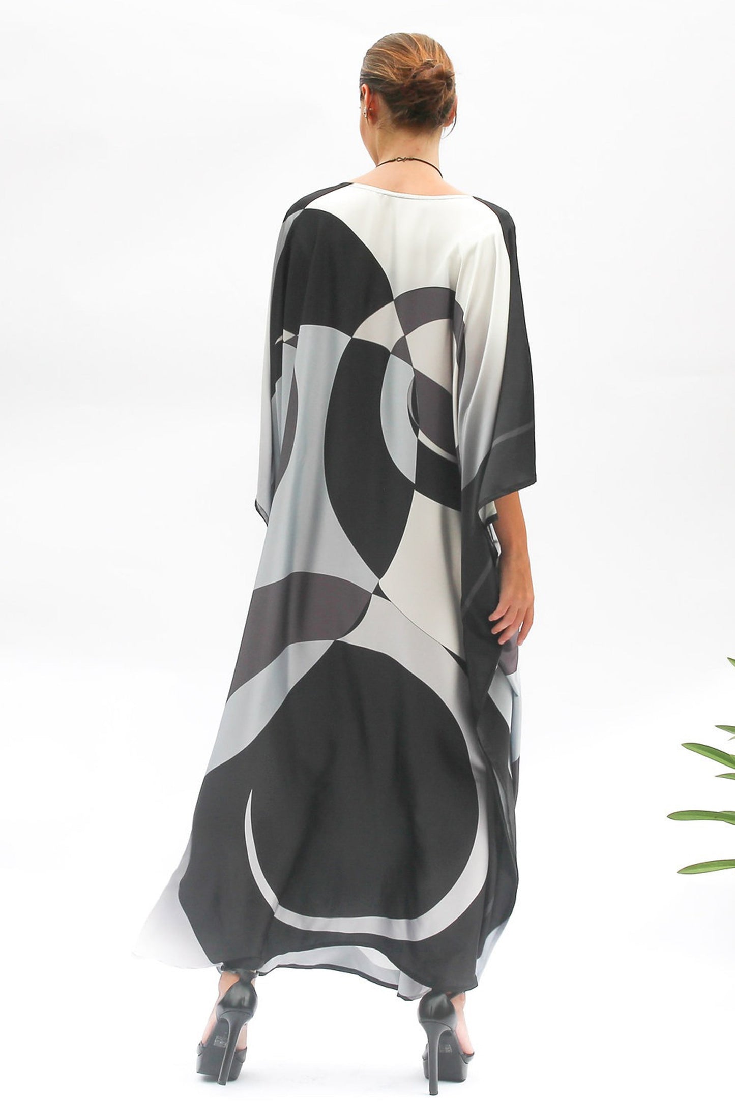 Black Color Print Kaftan