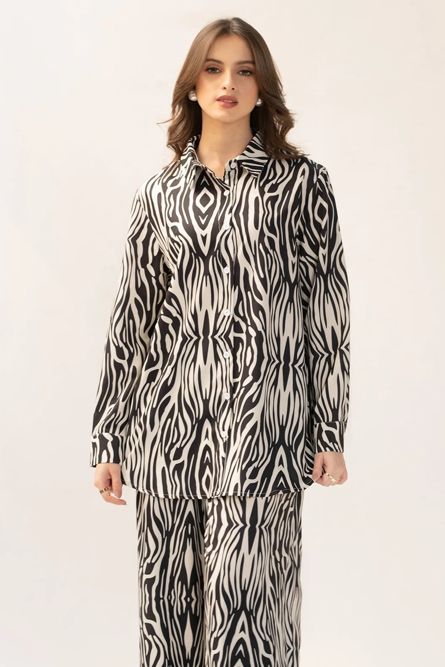 Black Color Printed Silk Kaftan