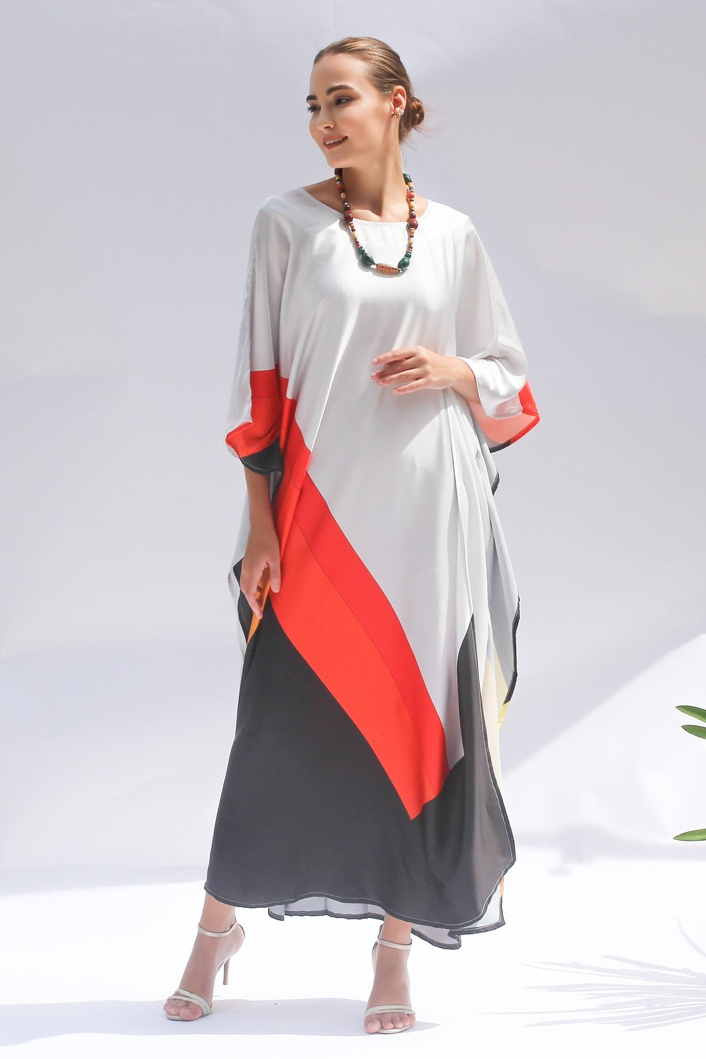 Multi Color Fancy Silk Kaftan