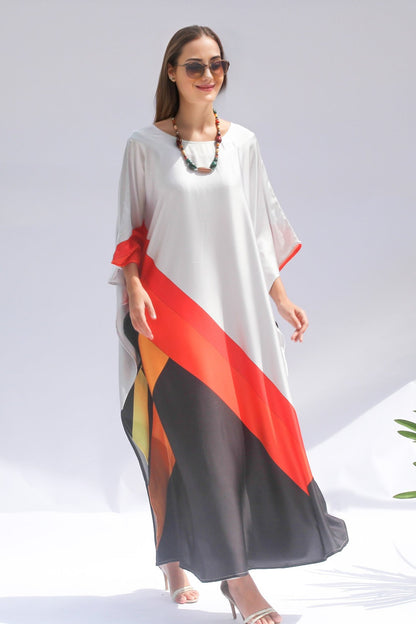 Multi Color Fancy Silk Kaftan