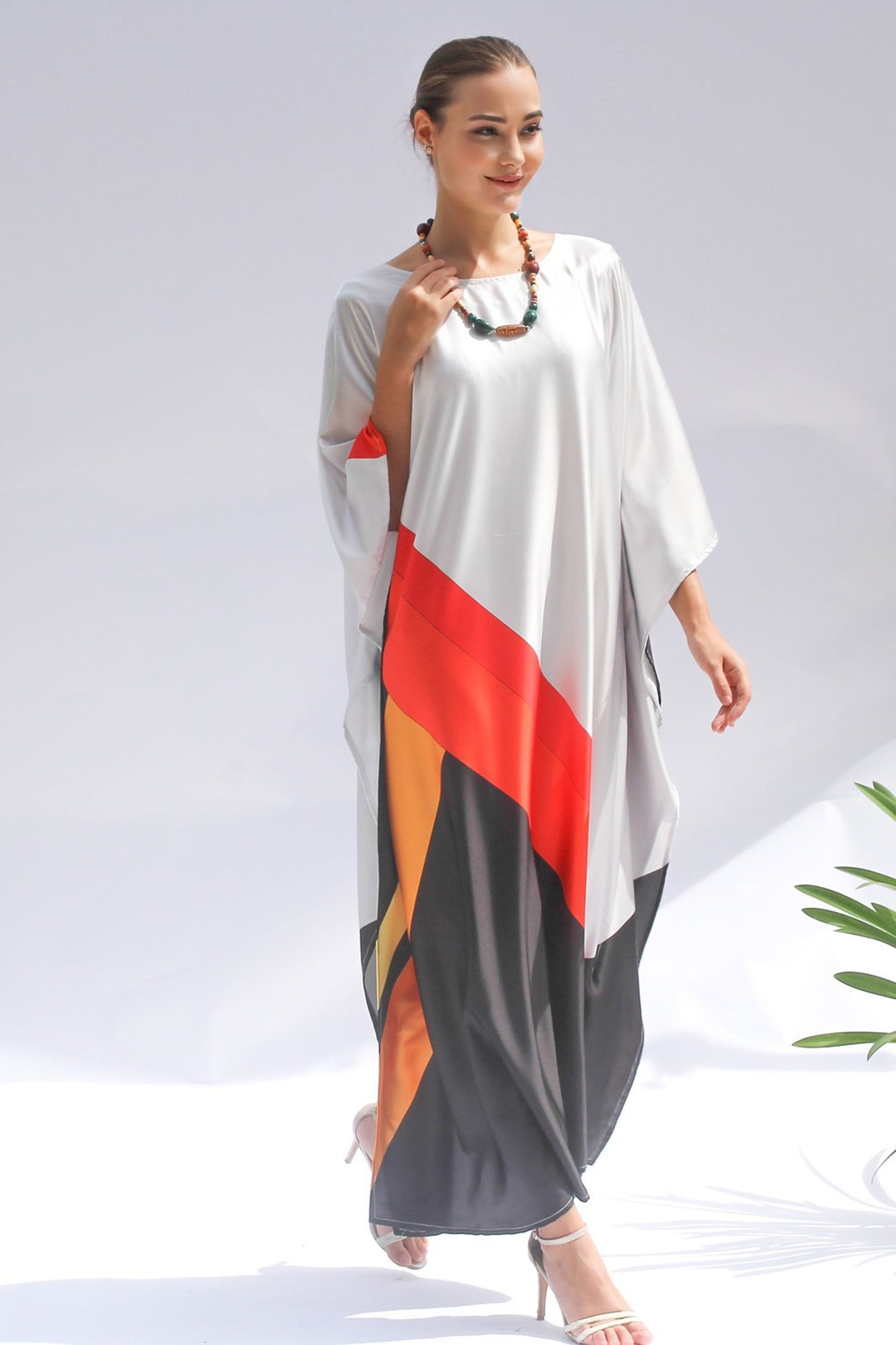 Multi Color Fancy Silk Kaftan