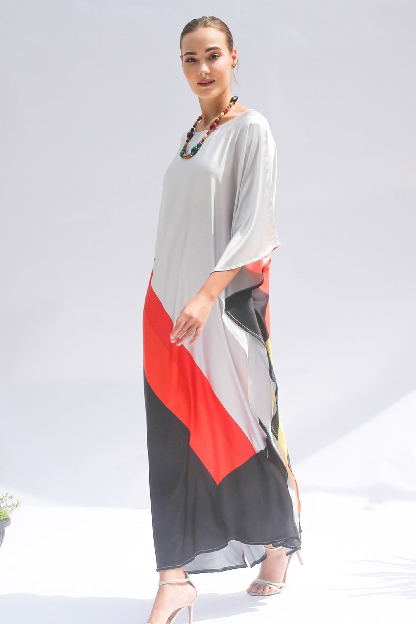 Multi Color Fancy Silk Kaftan