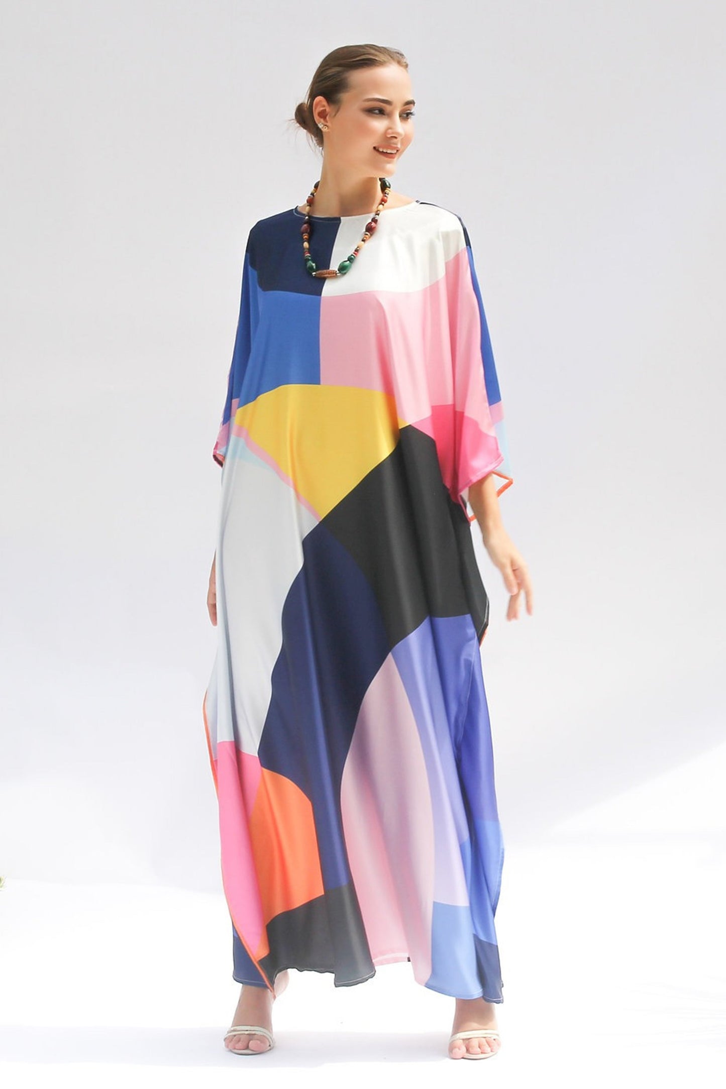 Multi Color Party Wear Silk Kaftan