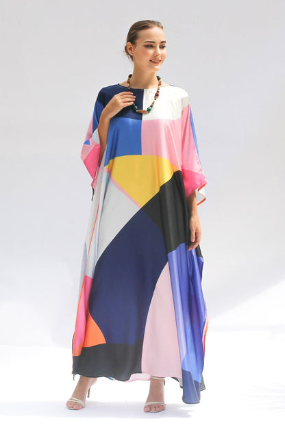 Multi Color Party Wear Silk Kaftan