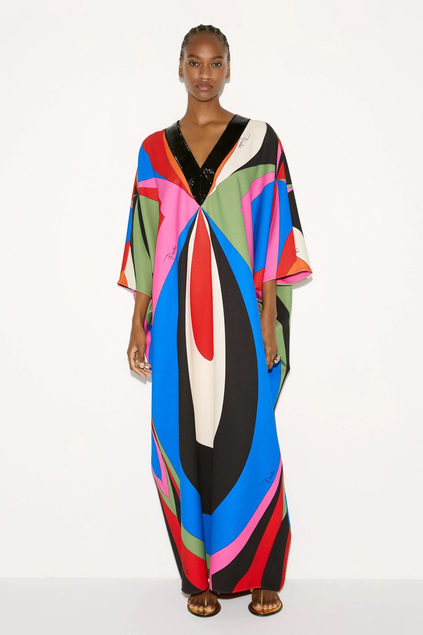 Multi Color Designer Silk Kaftan