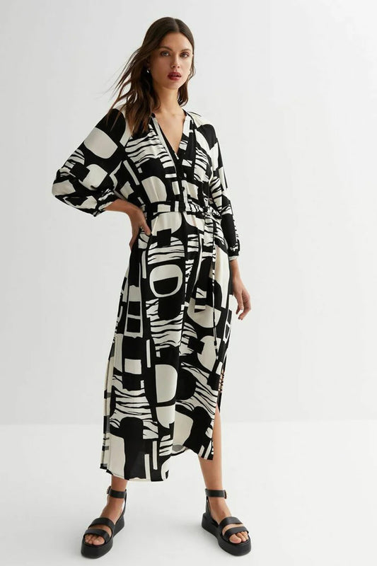 Black Designer Digital Printed Maxi Dress