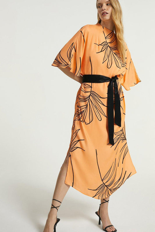 Peach Designer Digital Maxi Dress