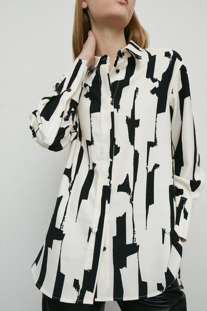 White And Black Digital Printed Oversize Shirt And Pant