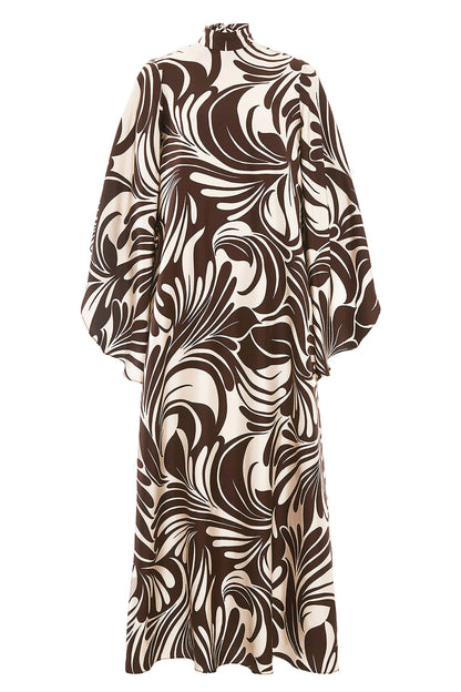 African Woman Printed Silk Kaftan