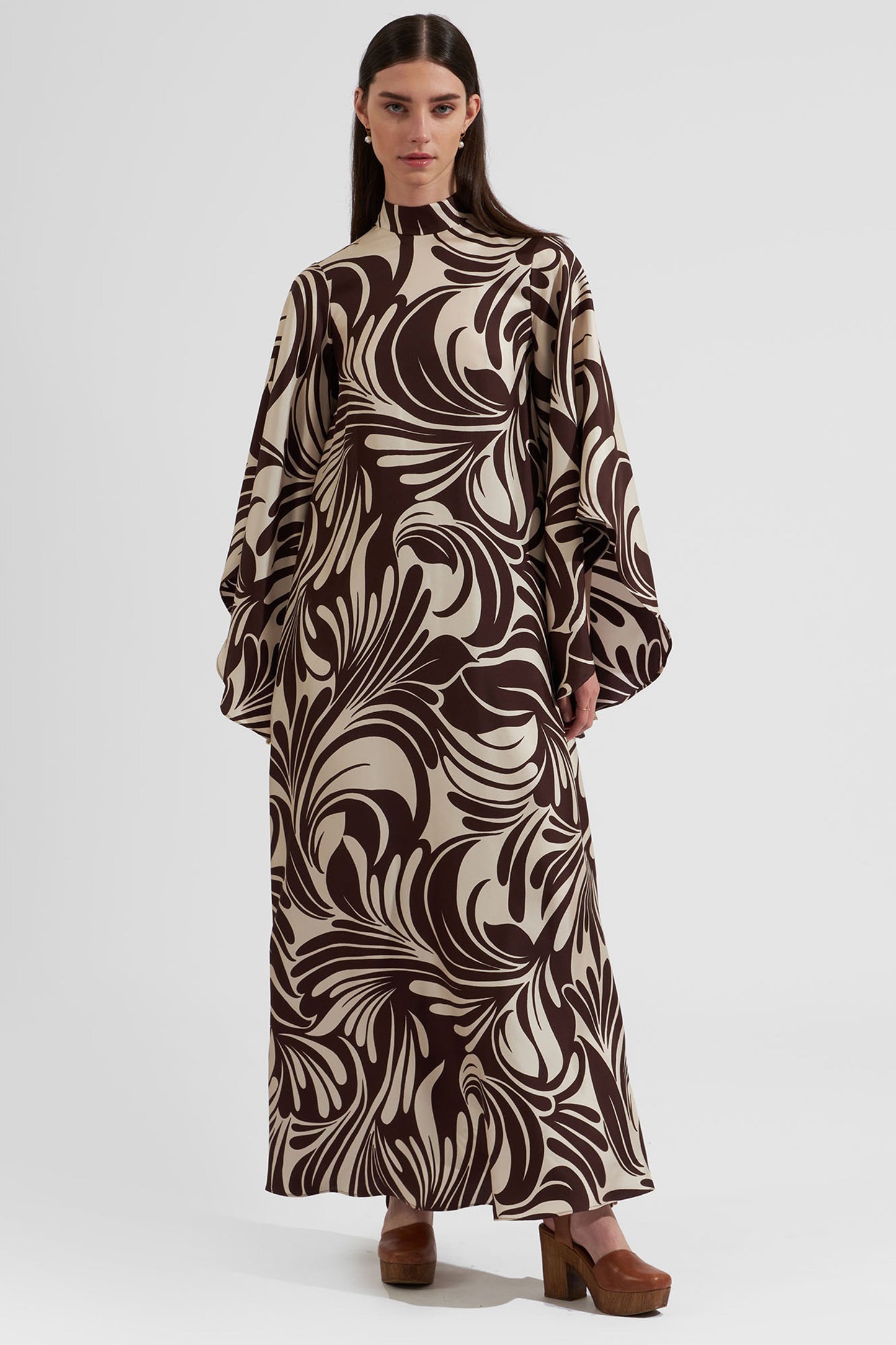 African Woman Printed Silk Kaftan