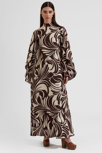 African Woman Printed Silk Kaftan