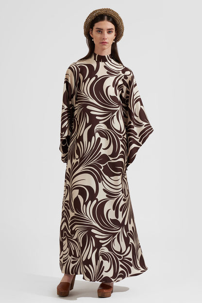 African Woman Printed Silk Kaftan